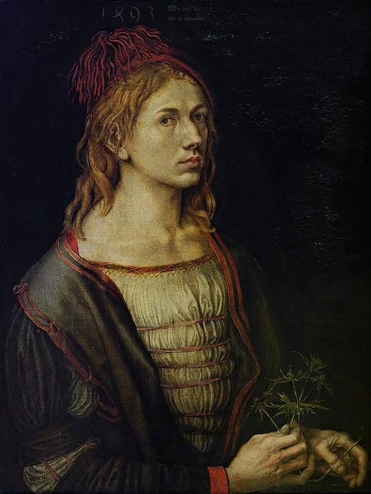Portrait of the Artist Holding a Thistle by Albrecht Dürer