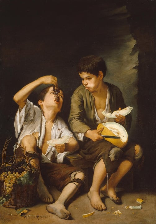 Children Eating Grapes and a Melon by Bartolomé Esteban Murillo